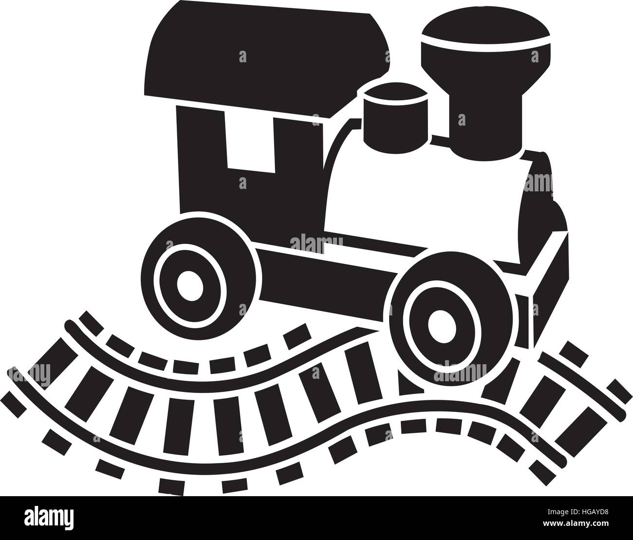 Modell-Eisenbahn-Symbol mit Schienen Stock Vektor