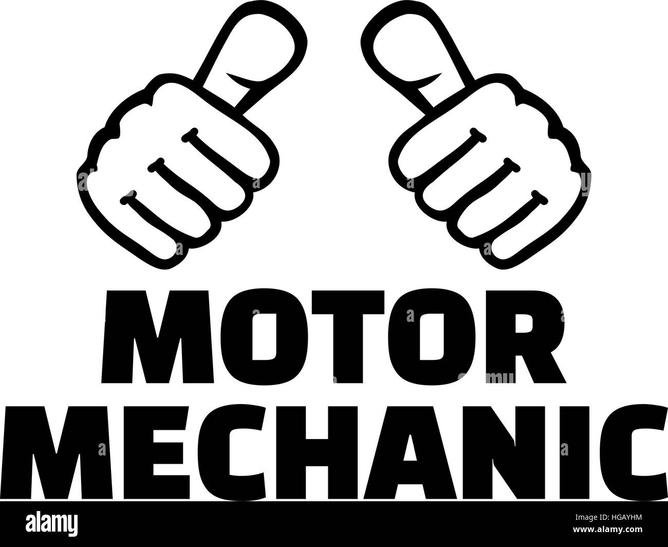 Kfz-Mechaniker mit Daumen. T-shirt-Design. Stock Vektor