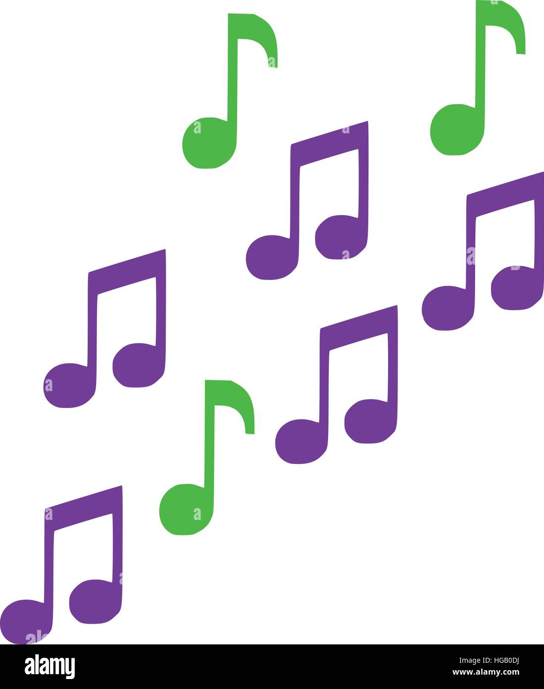 Grün und Lila Musiknoten Stock Vektor