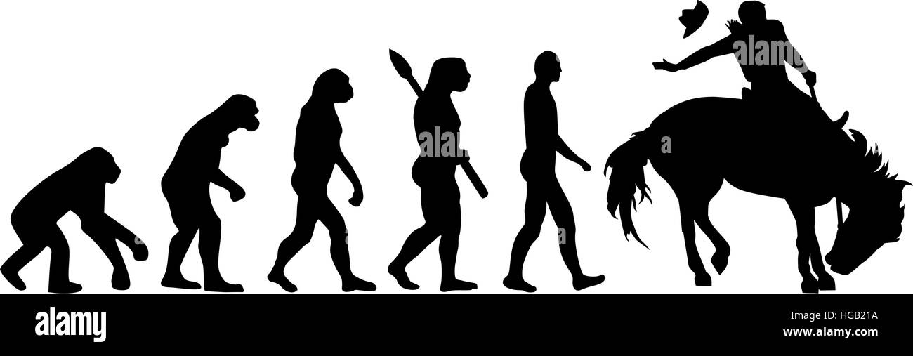 Rodeo-Evolution-Mann auf Pferd Stock Vektor