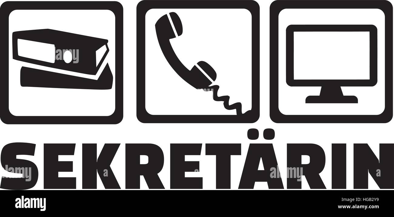 Sekretär-Ausrüstung mit deutschen Wort Stock Vektor