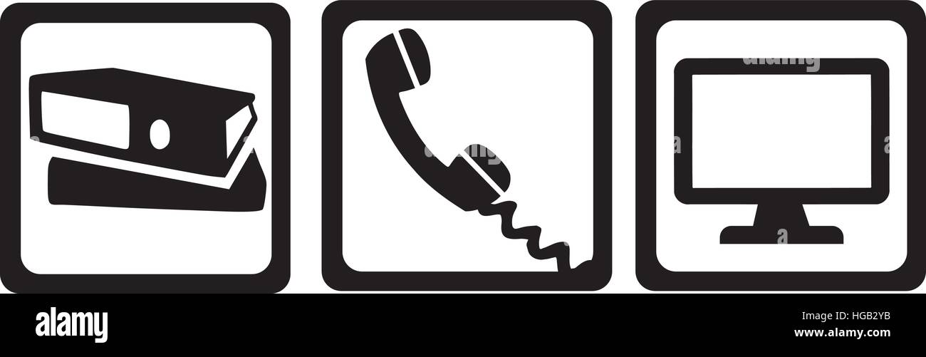 Sekretär-Ausrüstung - Ordner, Telefon, computer Stock Vektor