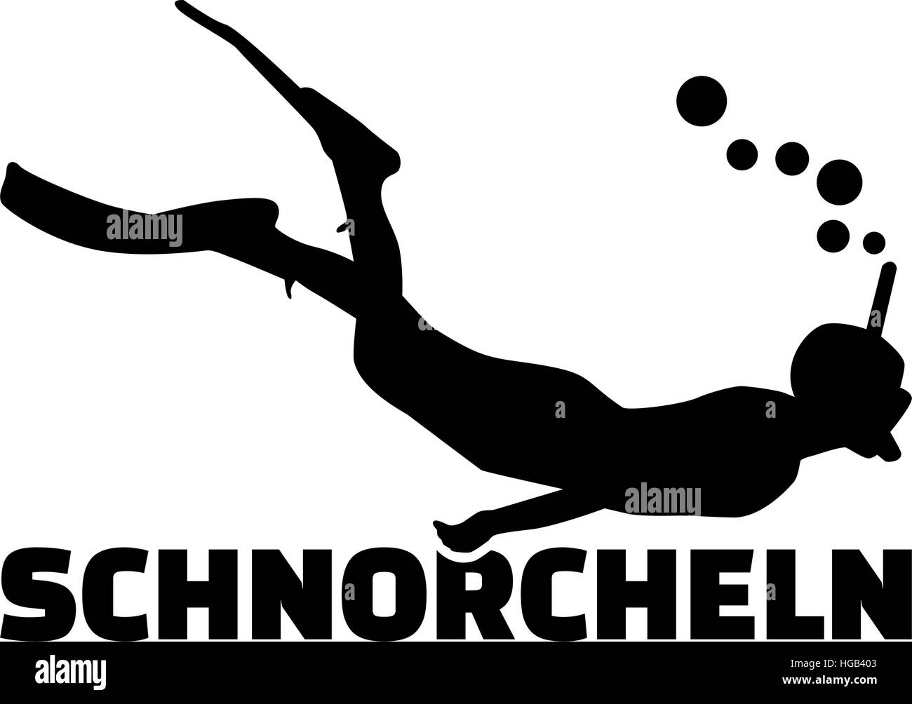 Schnorchel Mann mit deutschen Titel Stock Vektor