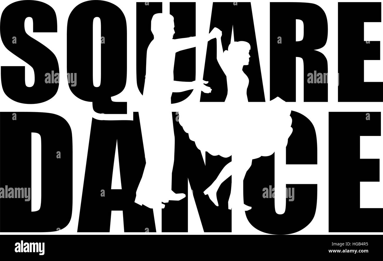 Square-Dance-Wort mit Ausschnitt Stock Vektor