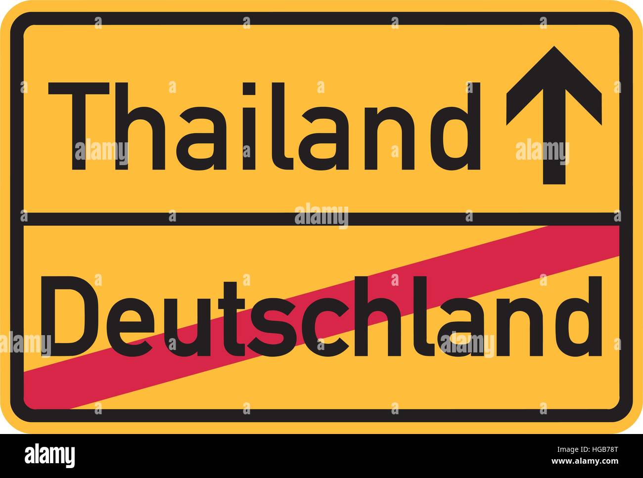 Auswanderung aus Deutschland nach Thailand - deutsche Zeichen Stock Vektor