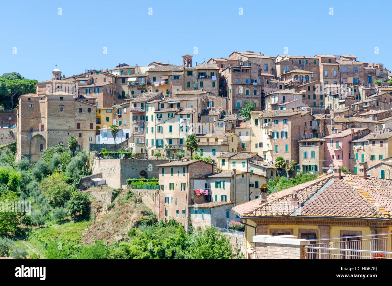 Blick über typische beherbergt historische Italienisch in der UNESCO-Welterbe Stadt Siena, Italien, Europa Stockfoto