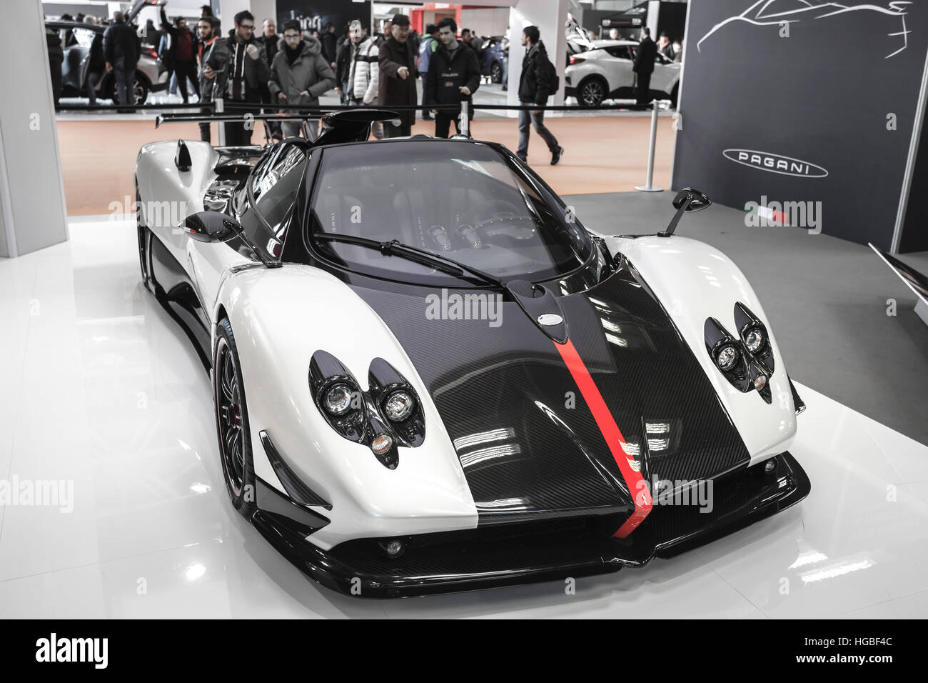 Italien, Bologna motor Show 2016, Pagani Zonda Cinque Roadster Luxus-Sportwagen Stockfoto