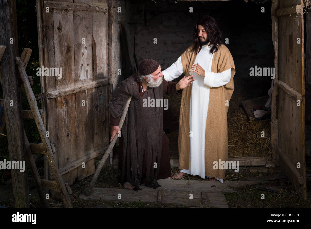 Die Lahmen oder verkrüppelten Mann heilte Jesus Stockfoto