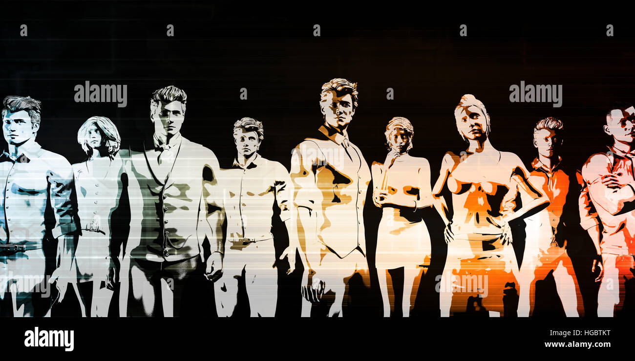 Führungskräfte in Unternehmen stehen vor dem Hintergrund als Kunst Stockfoto