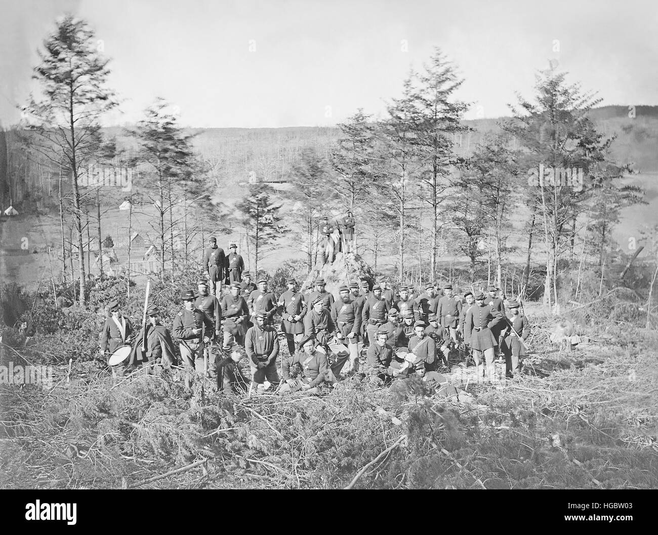 Gruppenfoto der 170. New York Infanterie während des amerikanischen Bürgerkriegs. Stockfoto