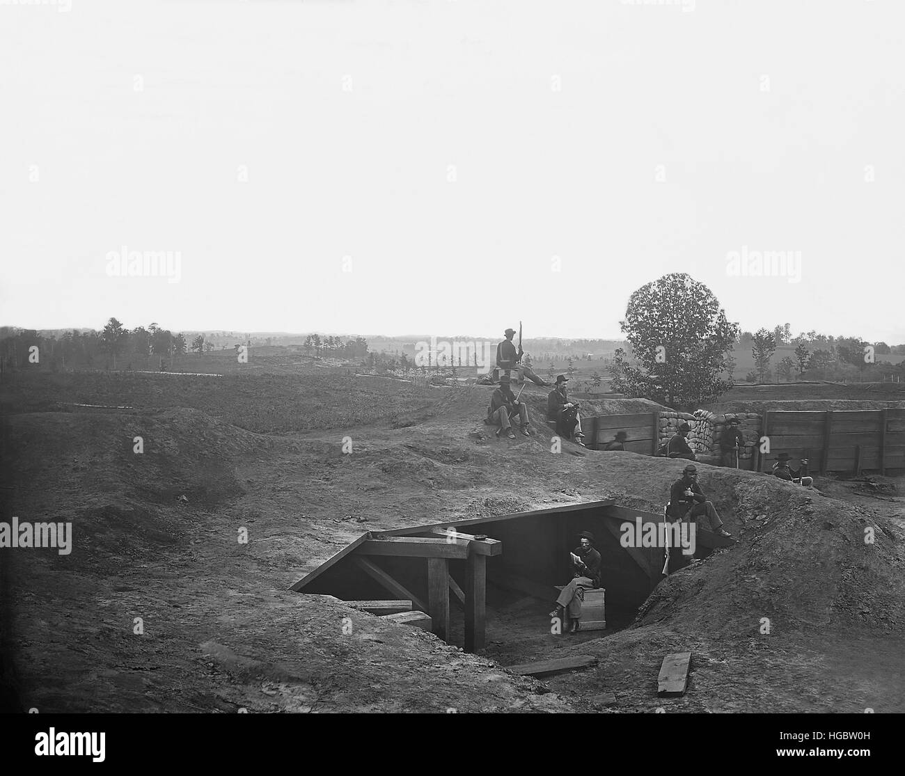 Eisenbahn-zwei Meilen südwestlich von Atlanta im amerikanischen Bürgerkrieg. Stockfoto