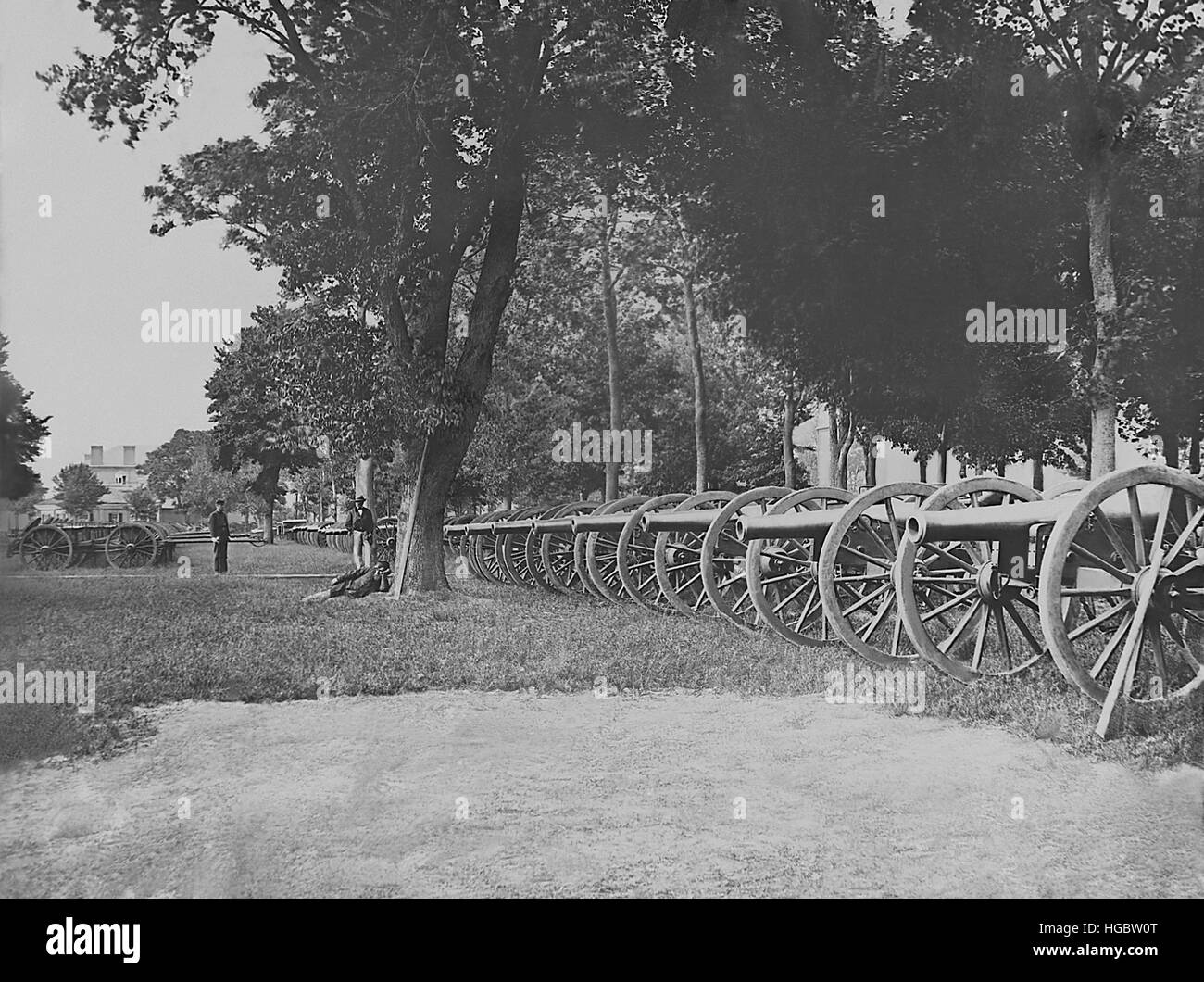 Artillerie-Park während des amerikanischen Bürgerkriegs. Stockfoto