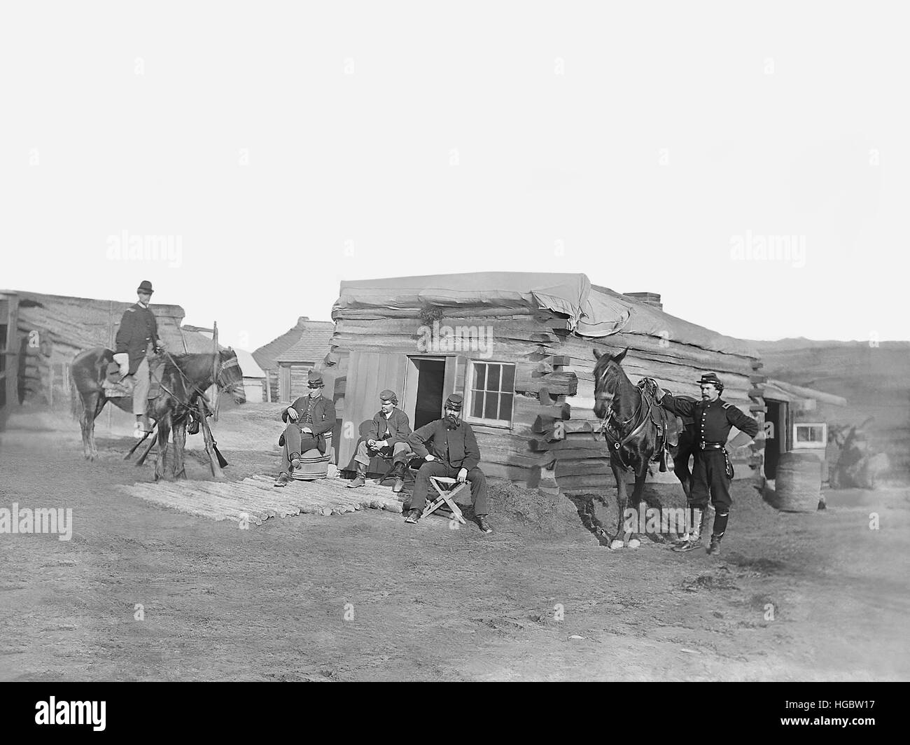 Der Sitz des 11. Rhode Island Infanterie während des amerikanischen Bürgerkrieges. Stockfoto