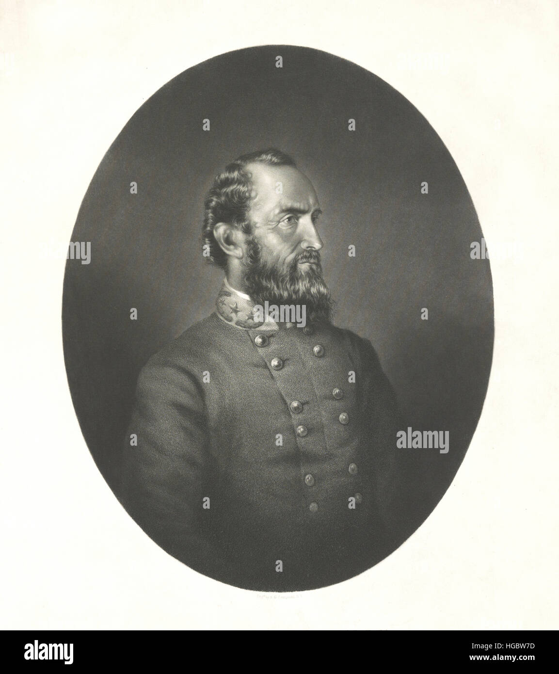 Porträt von Thomas Stonewall Jackson von der Armee der Konföderierten Staaten. Stockfoto
