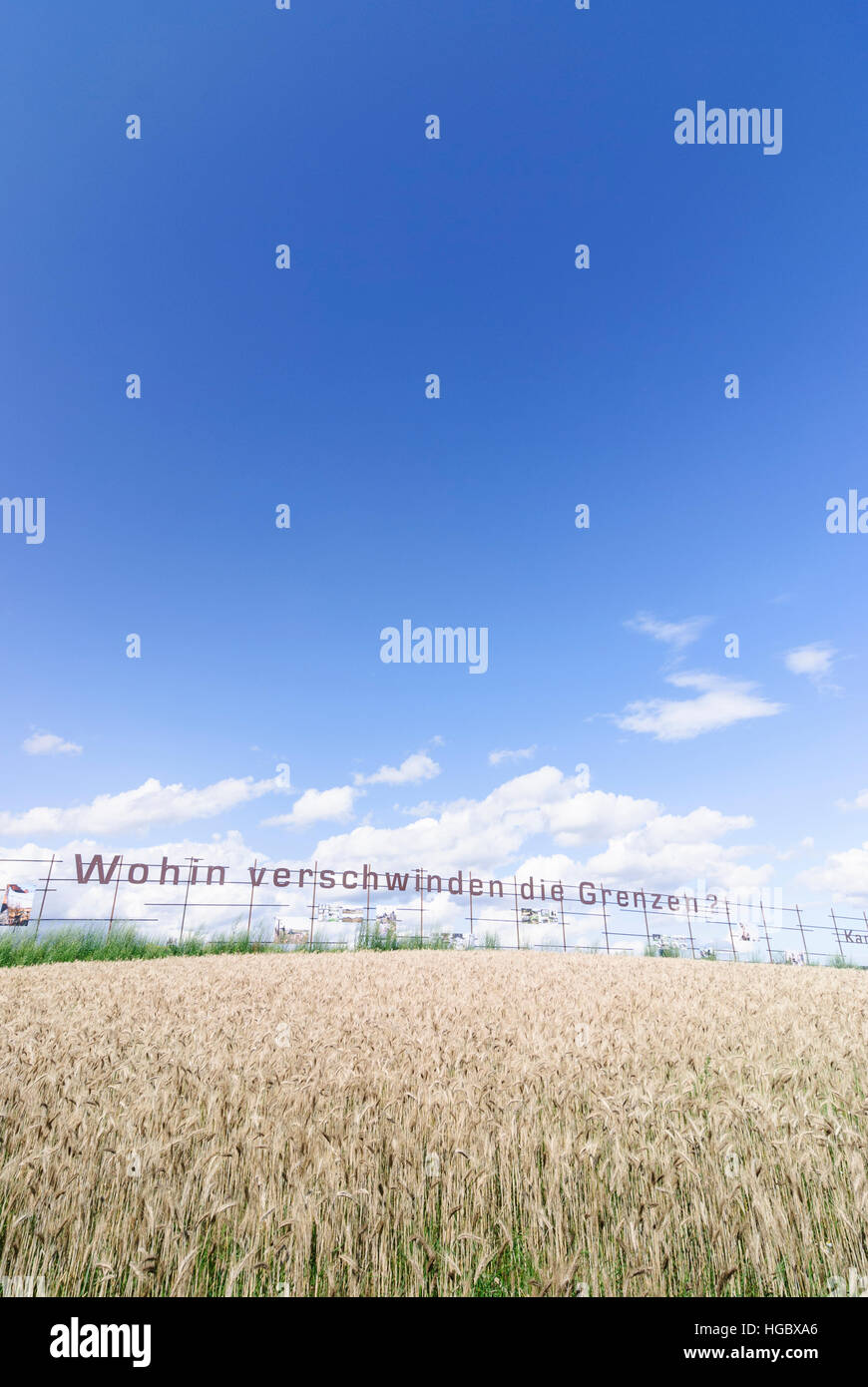 Waldkirchen an der Thaya: Artwork am ehemaligen Grenzübergang nach Tschechien in Fratres, Waldviertel, Niederösterreich, Niederösterreich, Österreich Stockfoto