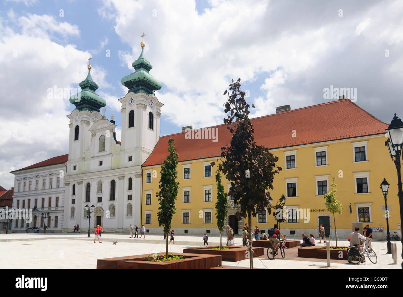 Györ (Raab): Szechenyi Platz mit Ignatiuskirche, Györ-Moson-Sopron, Ungarn Stockfoto