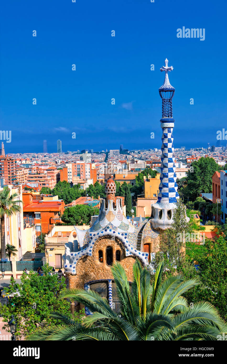 Park Güell von Gaudi in Barcelona Stockfoto