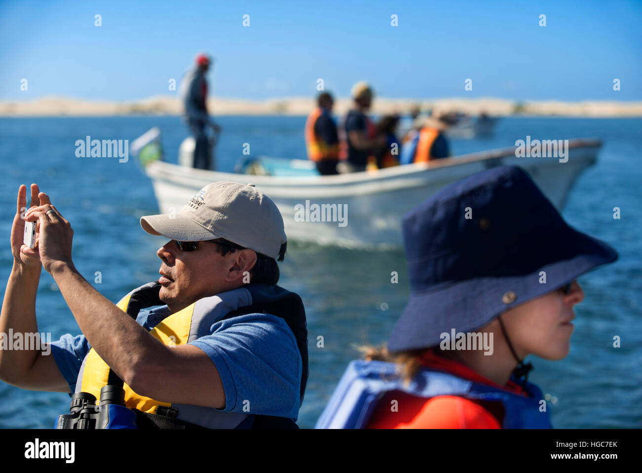 Sichtungen von Grauwale Kalben & Zucht Lebensraum, Bahia Magdalena in Sea of Cortez, Baja California Sur, Mexiko. Stockfoto