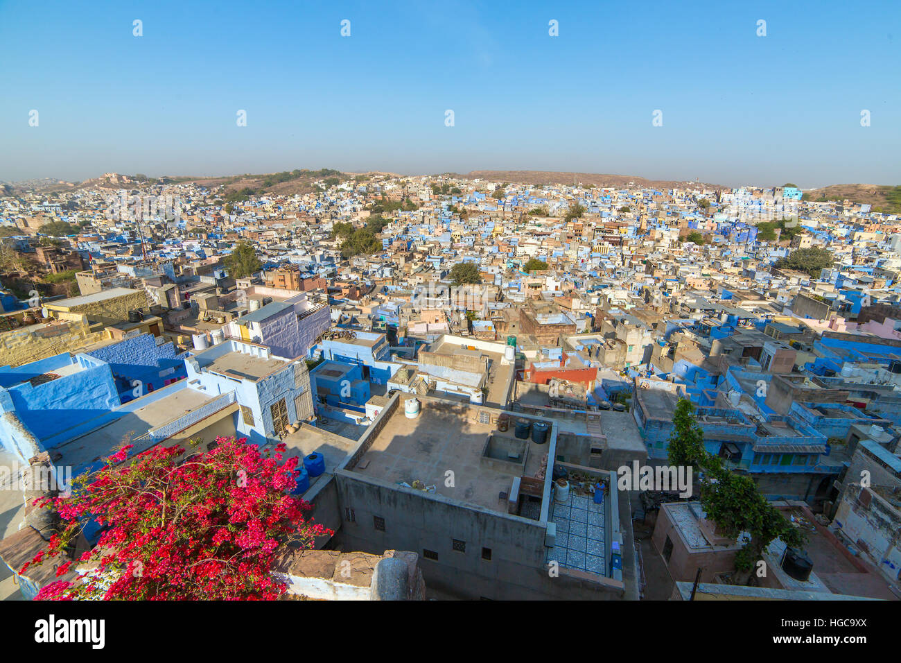 Jodhpur, die blaue Stadt gesehen vom Mehrangarh Fort, Rajasthan, Indien, Asien Stockfoto