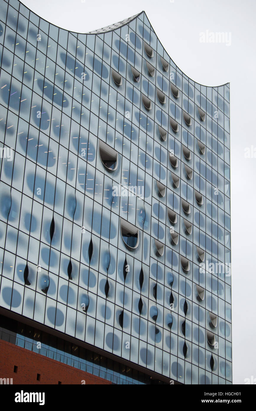 Fassade der Elbphilharmonie Concert Hall in der HafenCity Hamburg Stockfoto