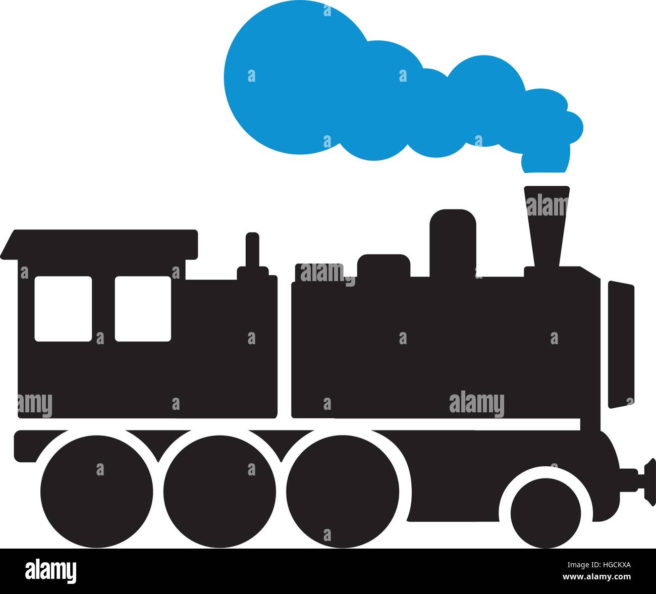 Lokomotive mit blauen Dampf Stock Vektor