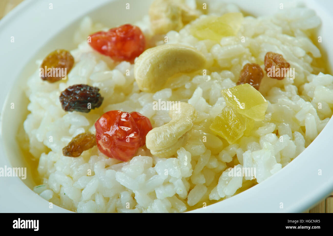 Chakara Pongali Reis-süße Pongal Reis aus Südindien Stockfoto