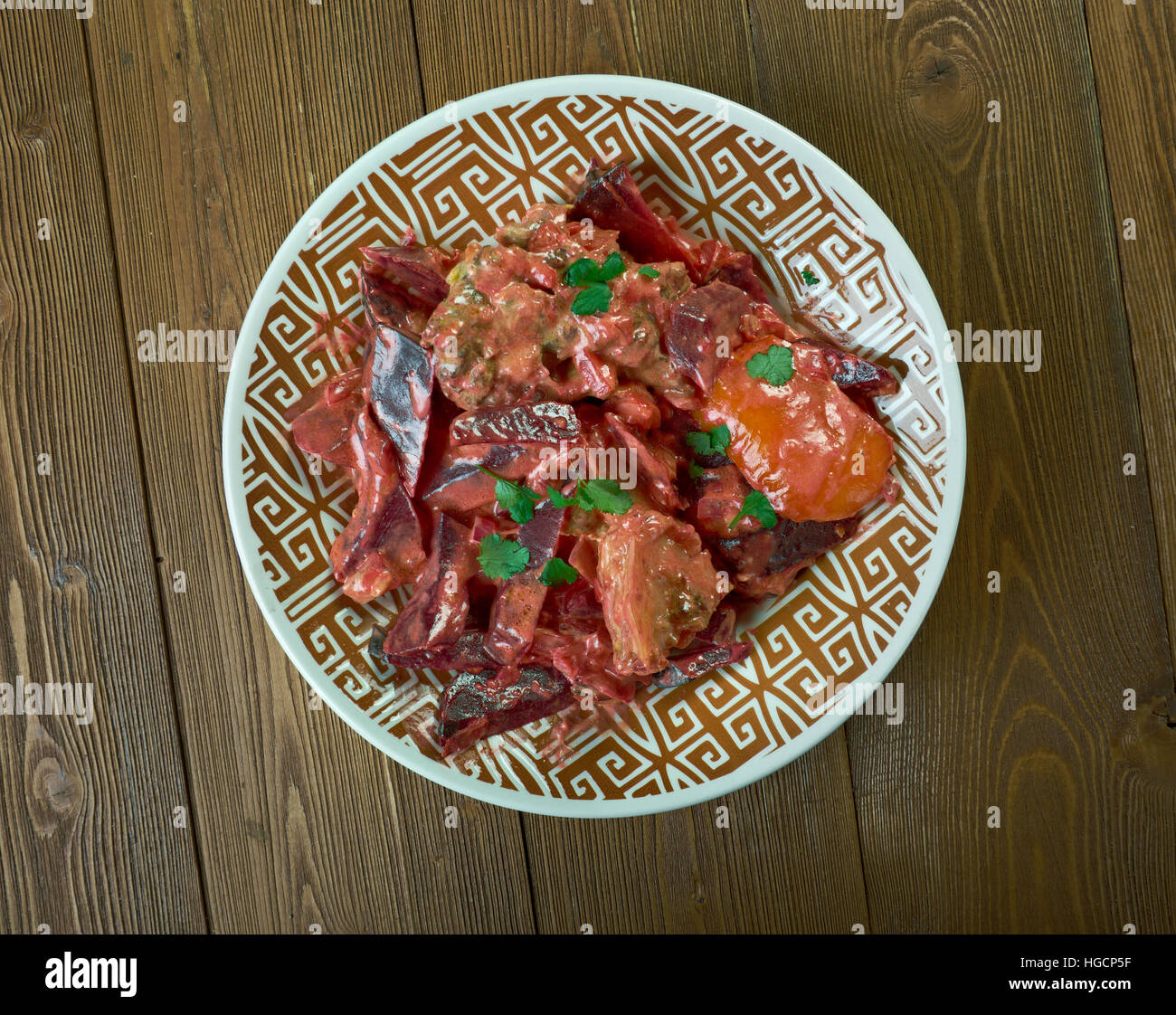 Rote Beete Mutton Curry - Chuqandar Gosht Stockfoto