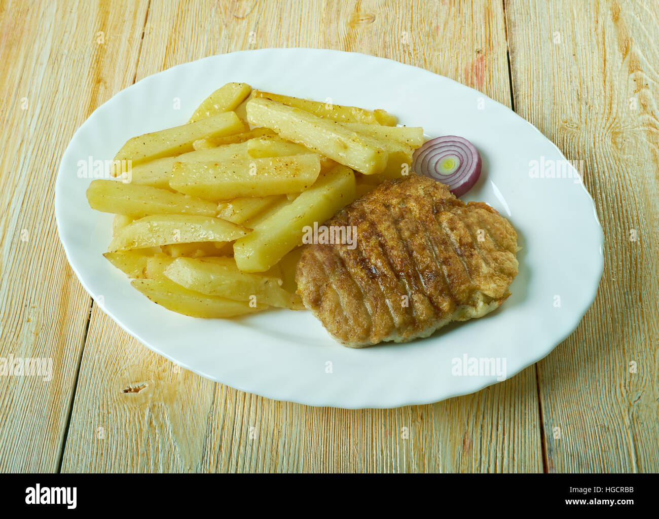 König Rib Essen häufig im Fish &amp; Chips-Läden in Schottland und Nordengland. Stockfoto