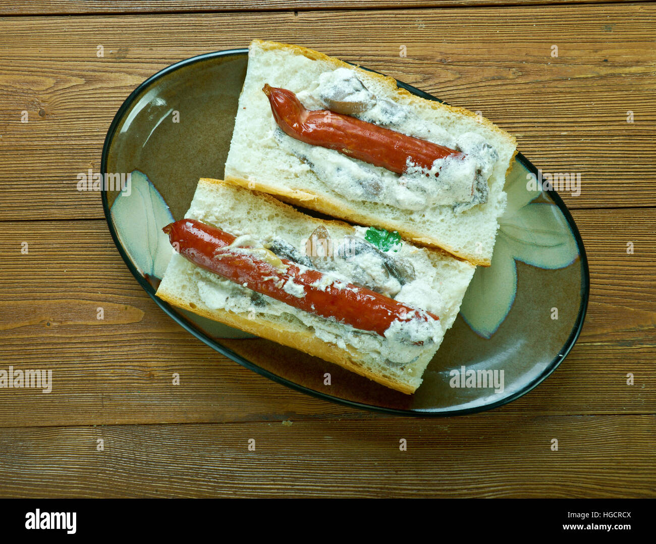 Baguette-Franken. Amerikanische Esskultur Stockfoto