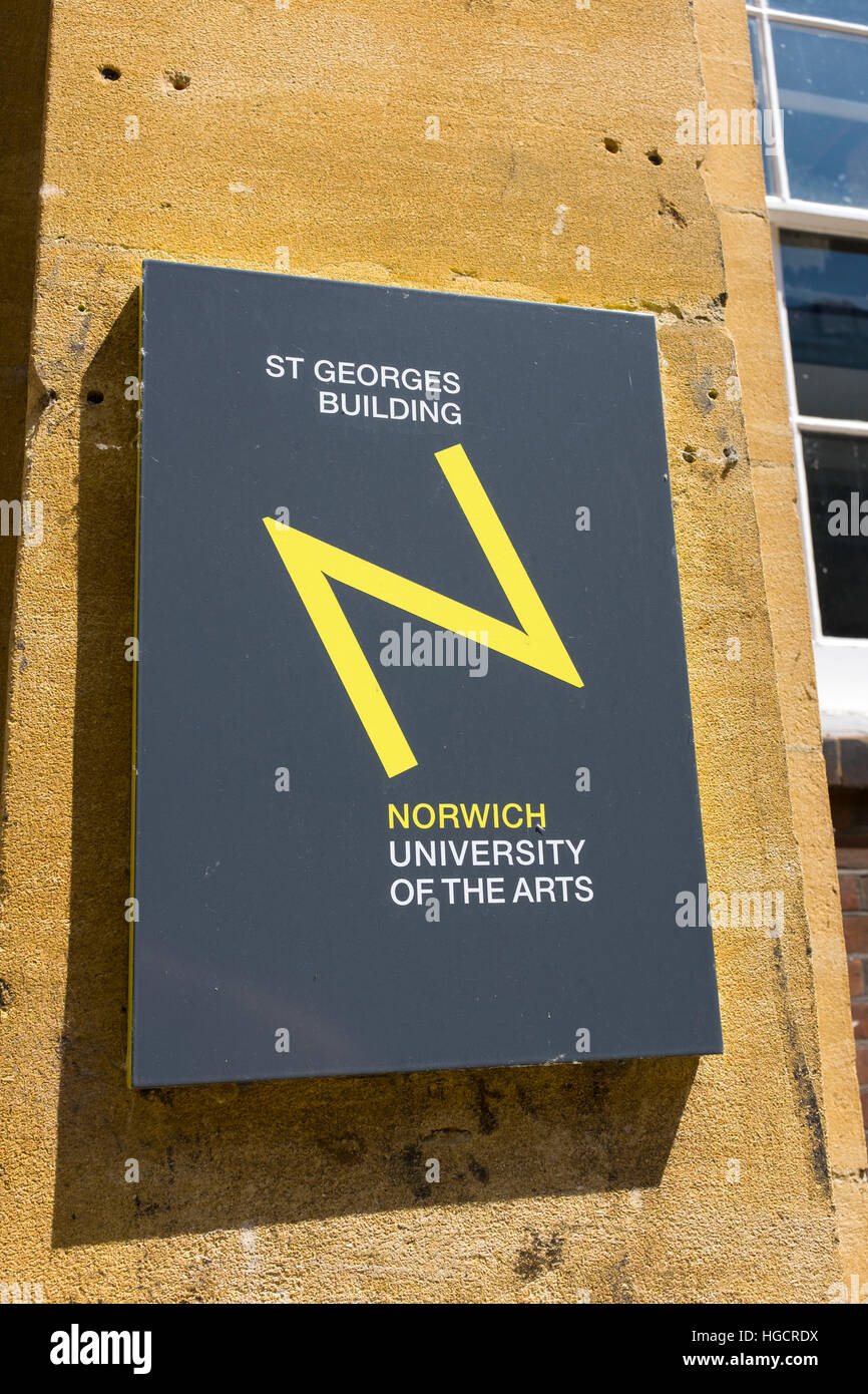 Norwich University of Arts Zeichen Stockfoto
