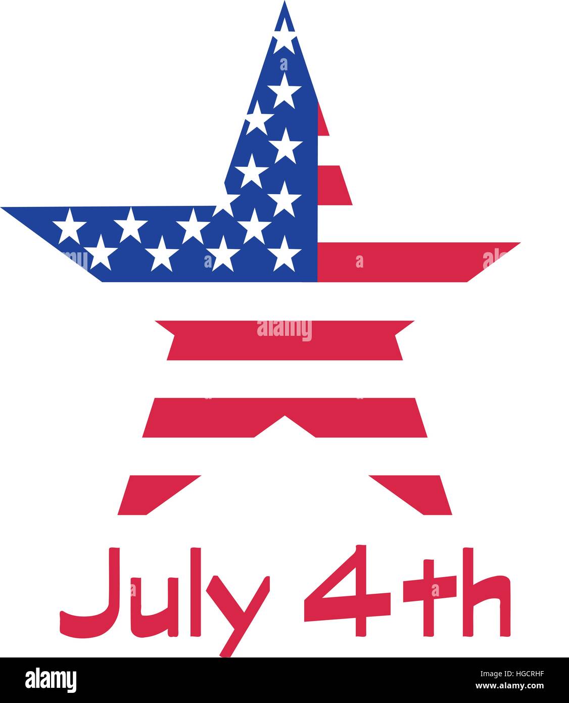 Stern mit USA-Flagge und 4. Juli Stock Vektor