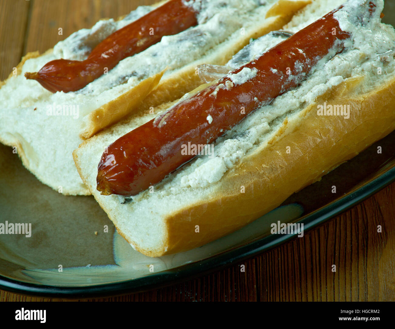 Baguette-Franken. Amerikanische Esskultur Stockfoto