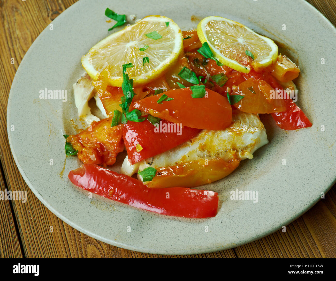 Psariou Plaki - griechischen Stil gebackene Fische Stockfoto