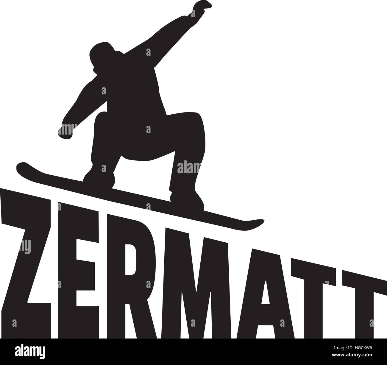 Zermatt Snowboarden Stock Vektor