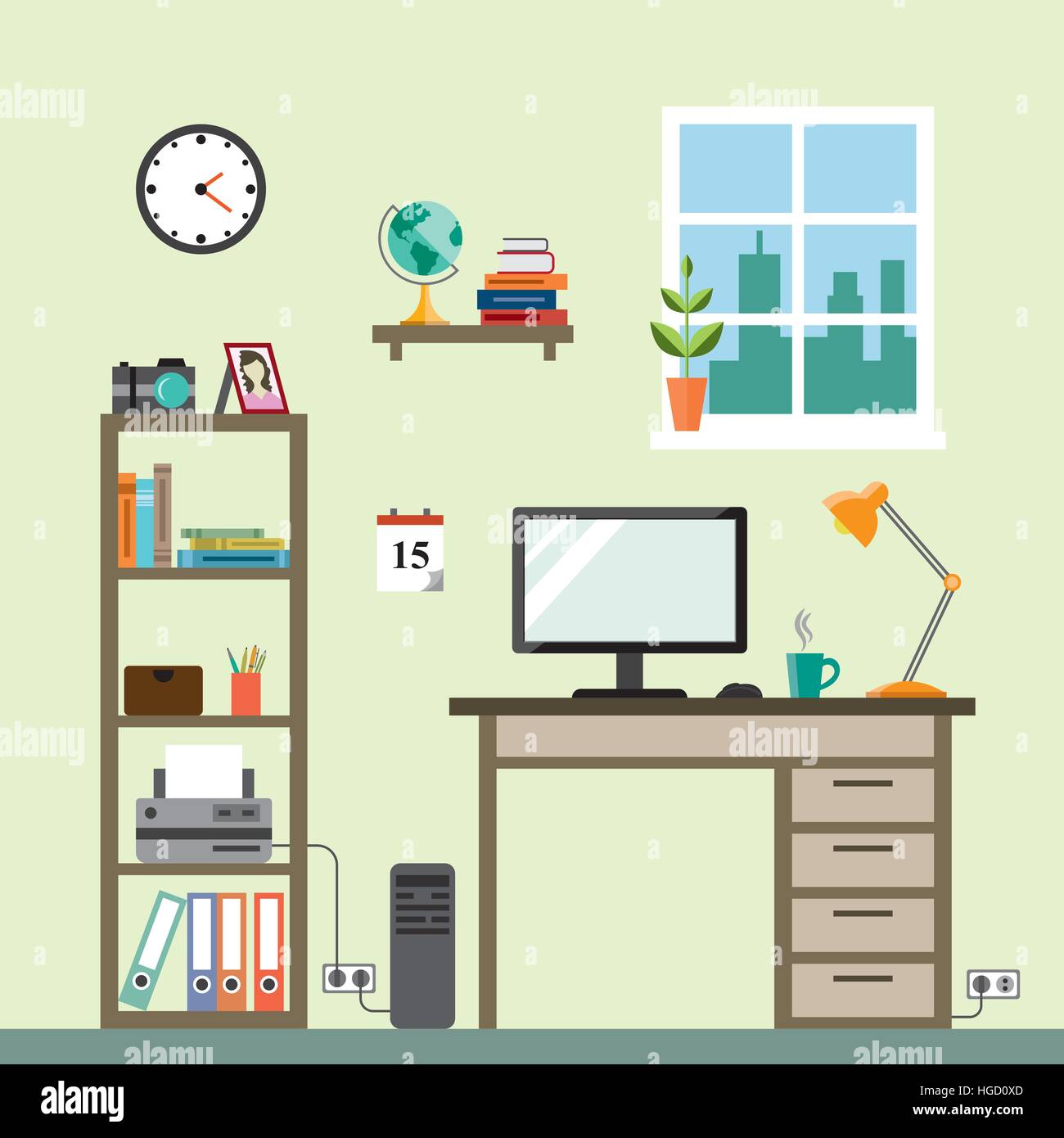 Arbeitsbereich im Zimmer Stock Vektor