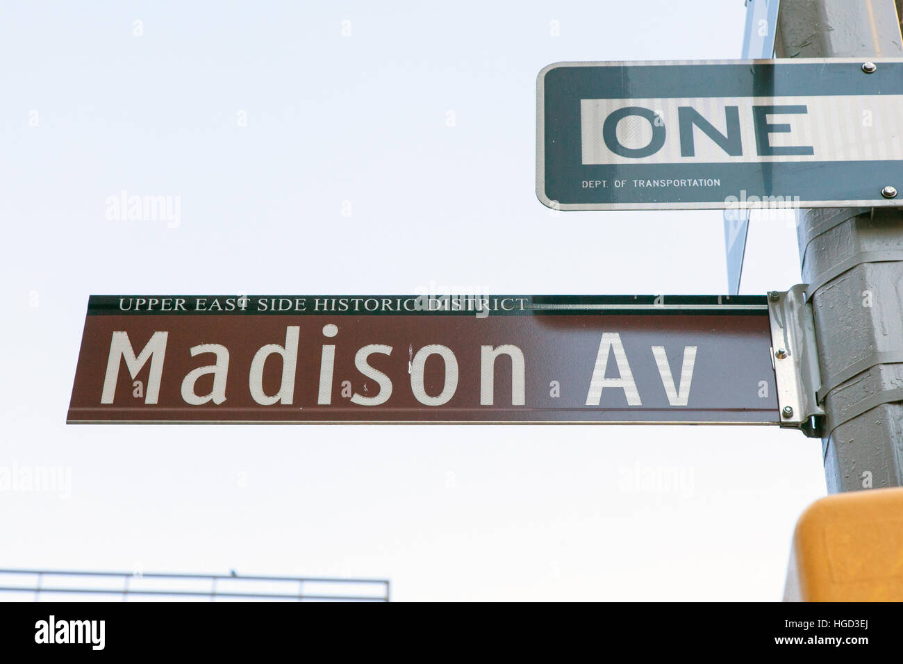 Madison Avenue Straßenschild, Manhattan, New York City, Vereinigte Staaten von Amerika. Stockfoto