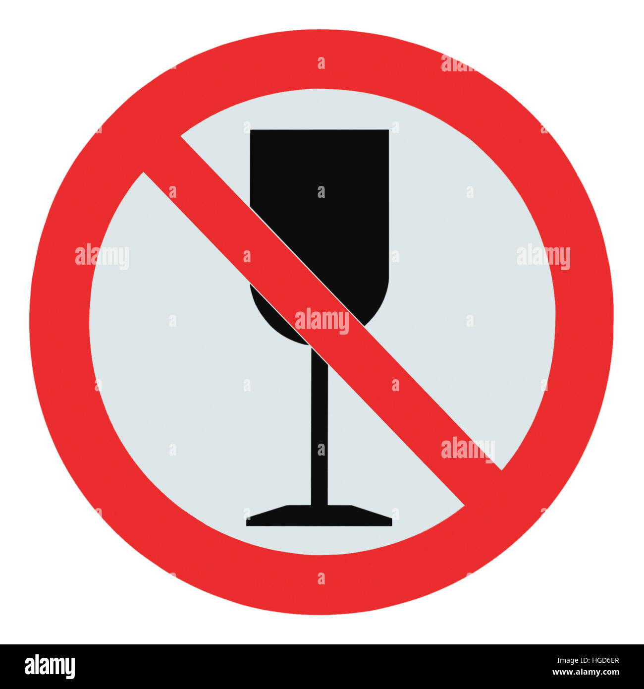 Kein Alkohol Zeichen, isolierte trinken Verbot Zone gekreuzten Becher Beschilderung Icon, trinken ist nicht erlaubt, große Makro Nahaufnahme Stockfoto