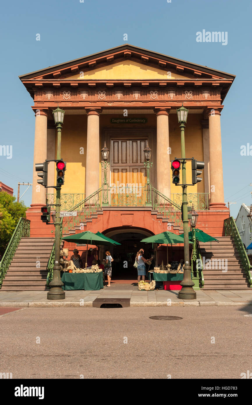 Historische Markthalle Eingang in Charleston, South Carolina, SC, USA. Stockfoto