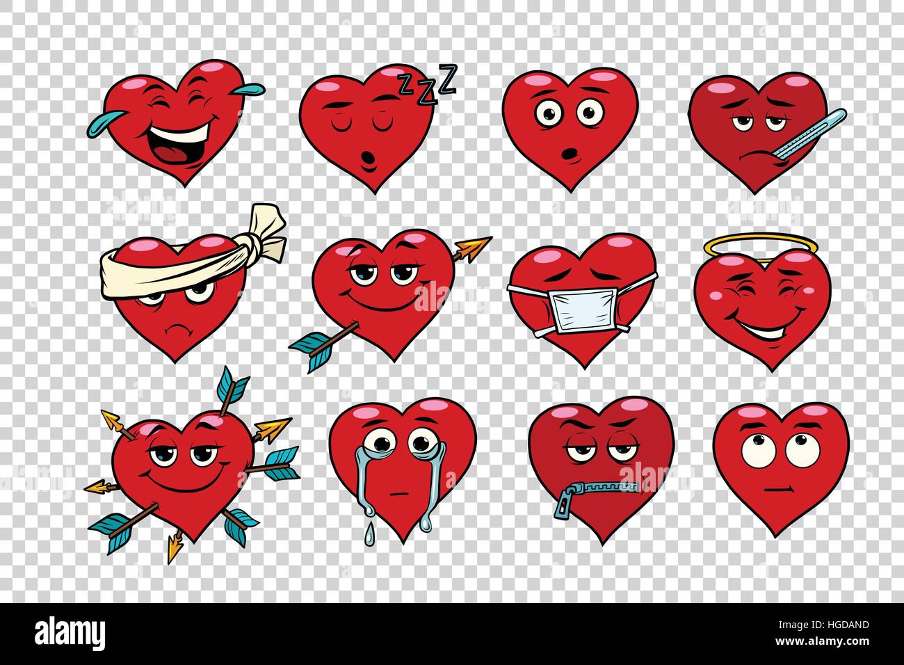 Rotes Herz Valentine Zeichenmenge Stock Vektor