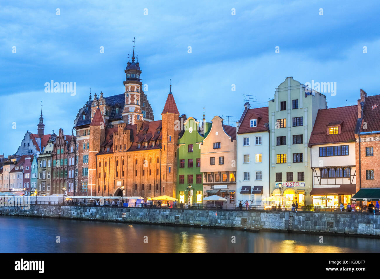 Die Altstadt von Danzig-Stadt bei Nacht Stockfoto