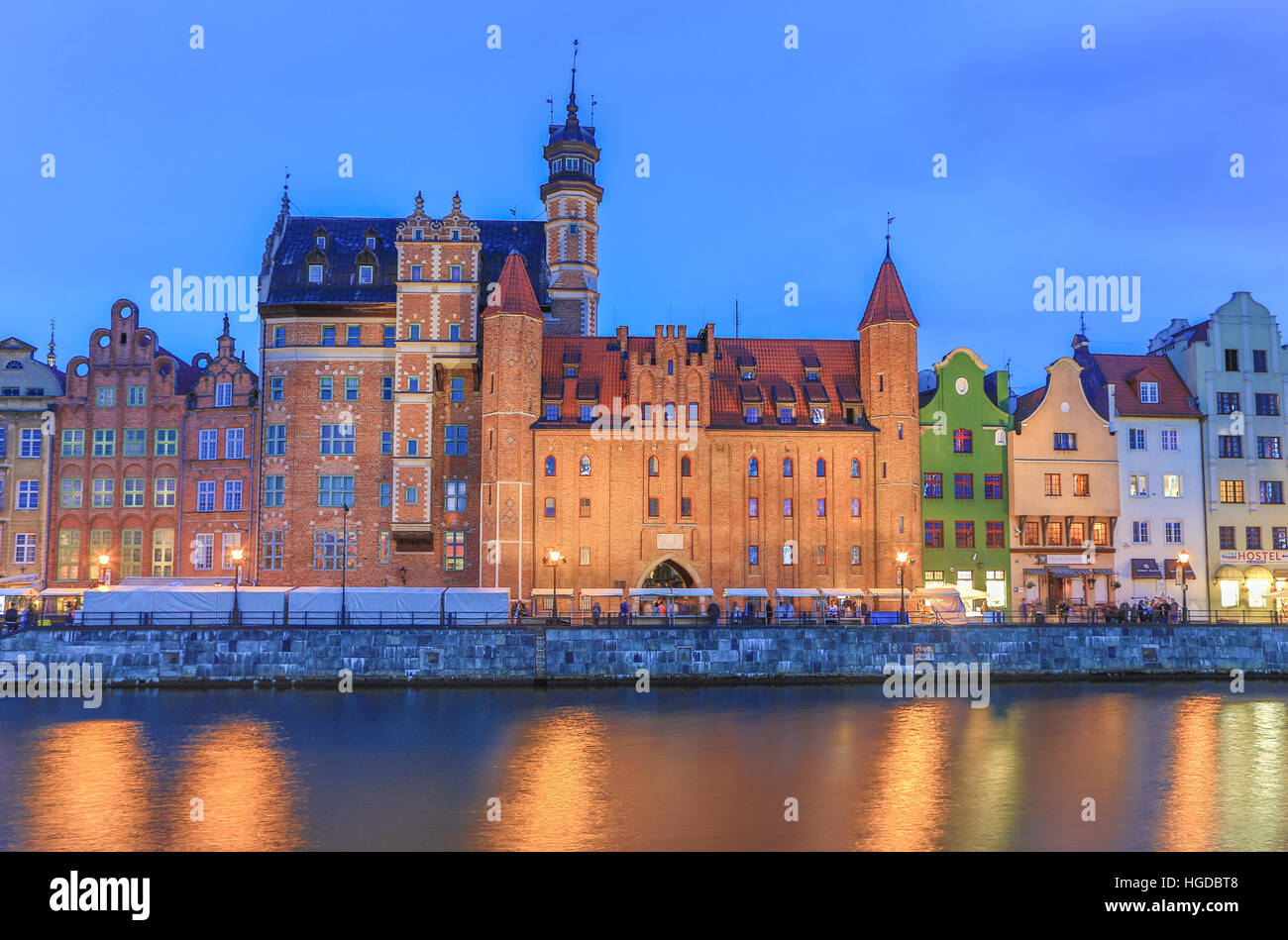 Die Altstadt von Danzig-Stadt bei Nacht Stockfoto