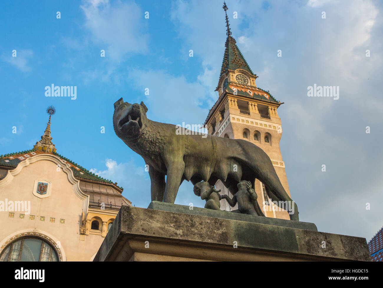 Rumänien, Targu Mures Stadt, Romulus und Remus Monument, Stockfoto