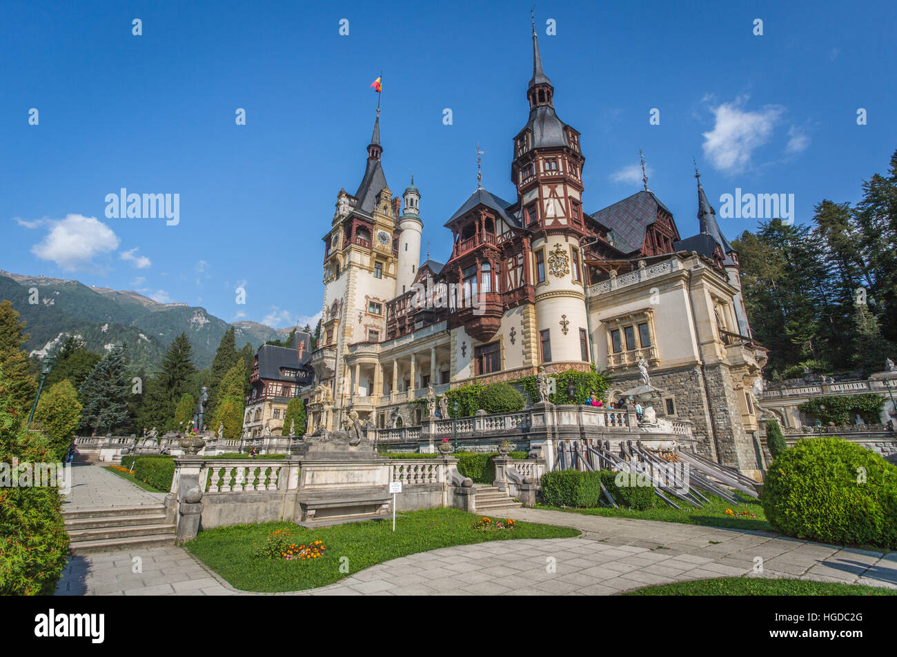 Rumänien, Prahova, Sinaia Stadt, Schloss Peles, Stockfoto