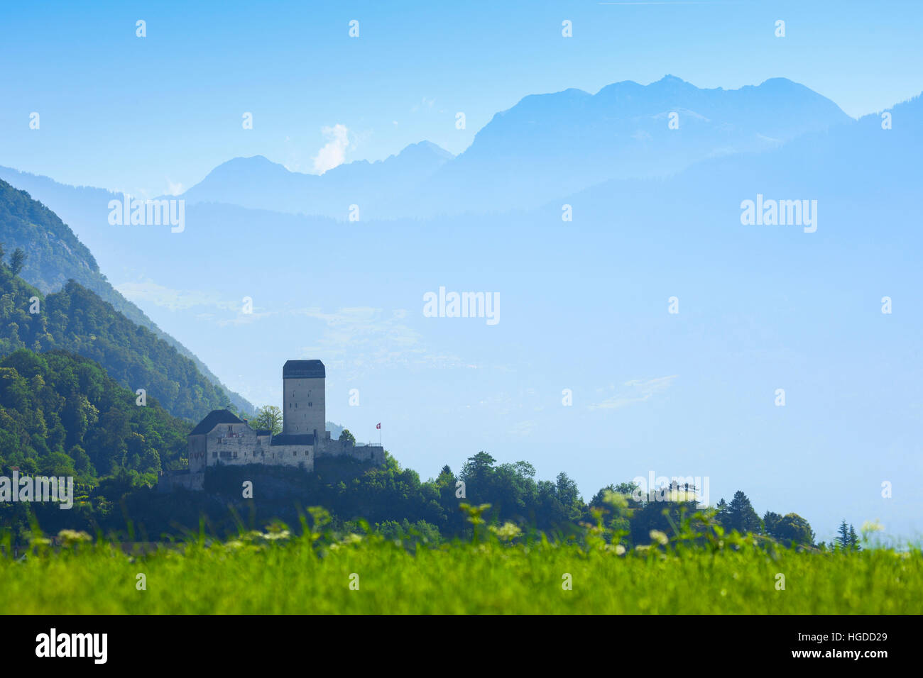 Schloss Sargans im Kanton St. Gallen, Schweiz Stockfoto