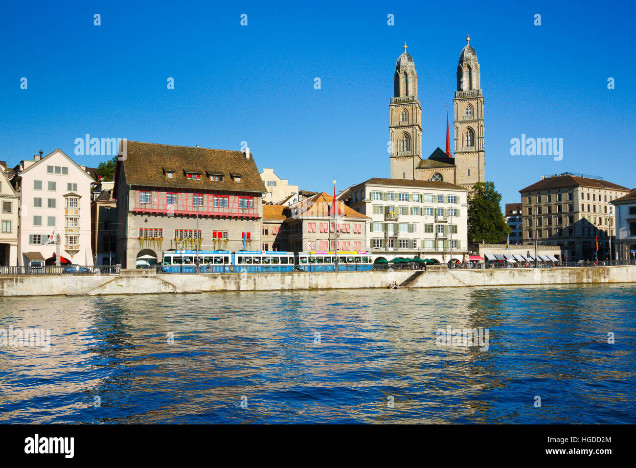 Grossmünster-Kirche in der Stadt Zürich, Schweiz Stockfoto
