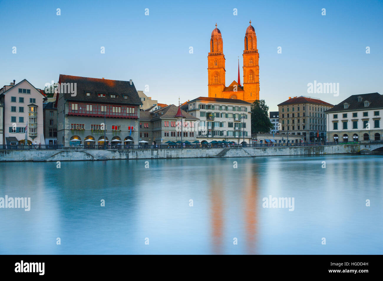 Grossmünster-Kirche in der Stadt Zürich, Schweiz Stockfoto
