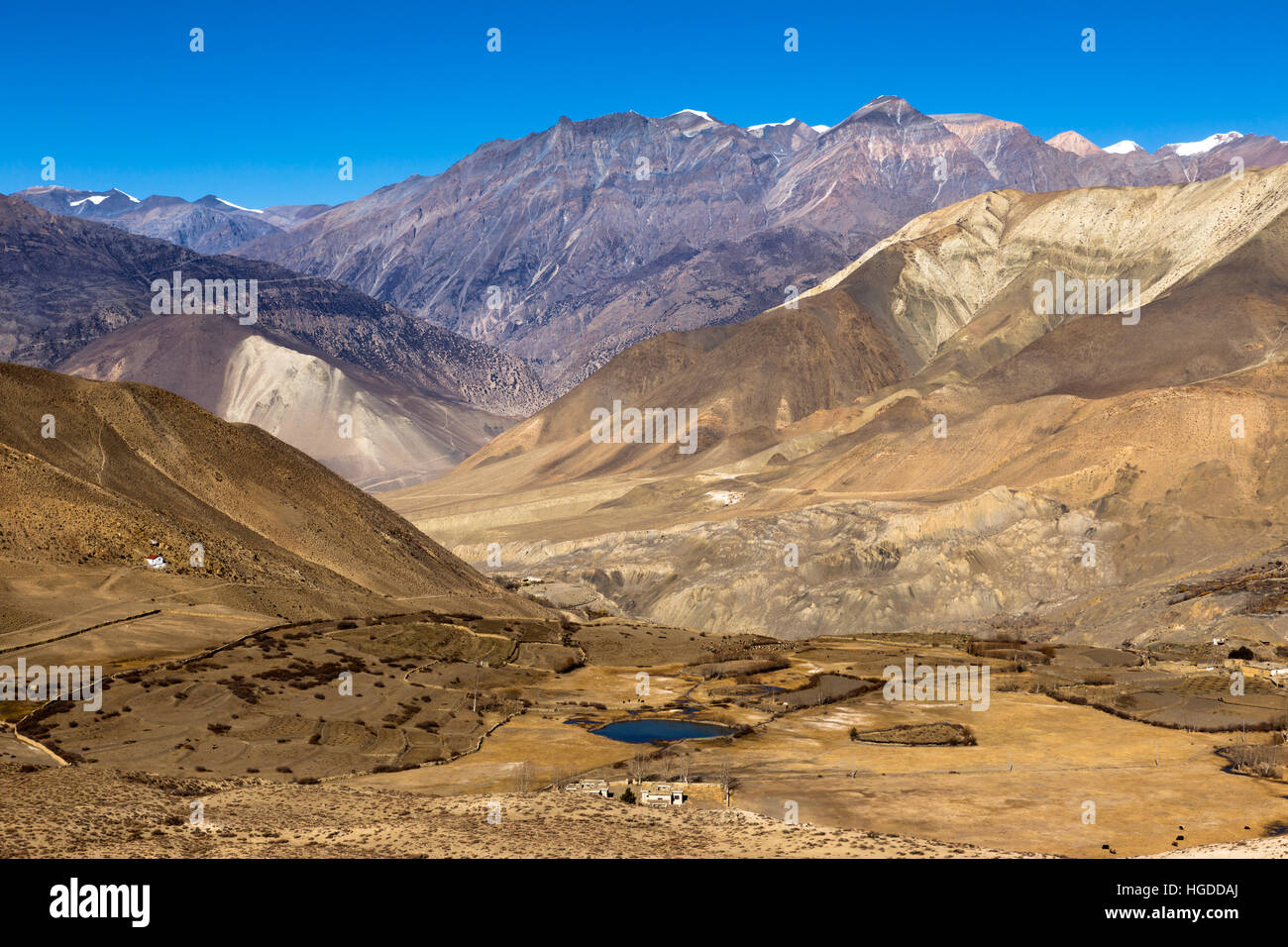 Landschaft von Muktinath Dorf im unteren Mustang District, Nepal Stockfoto Landschaft von Muktinath Dorf im unteren Mustang District, Nepal Stockfoto
