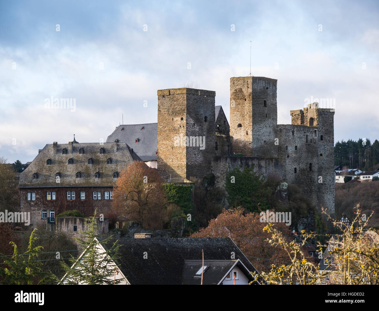 Runkel, Stadt und Burg, Region Fluss Lahn, Hessen, Deutschland Stockfoto
