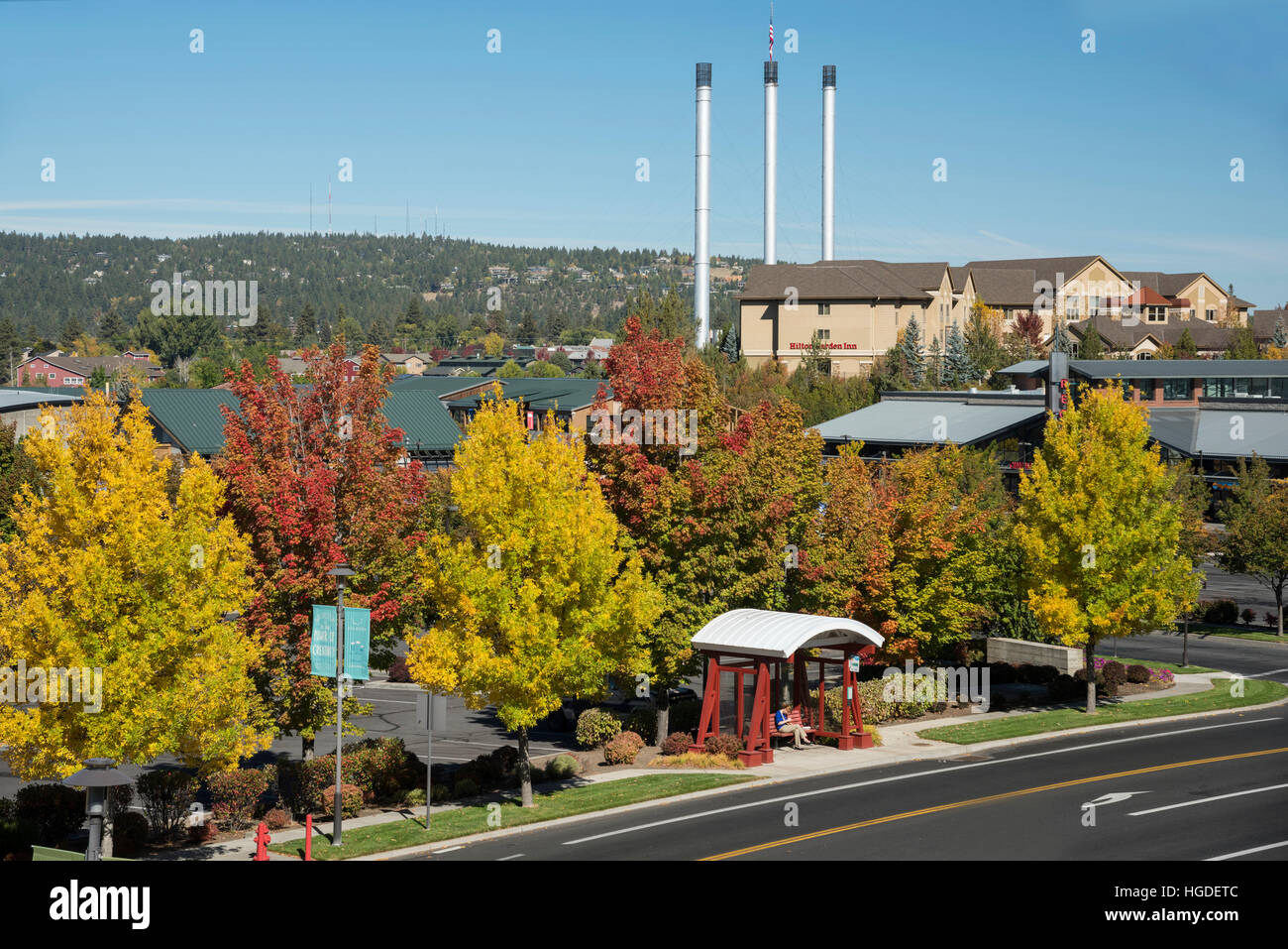 Oregon, Biegung, alte Mühle im Herbst Stockfoto