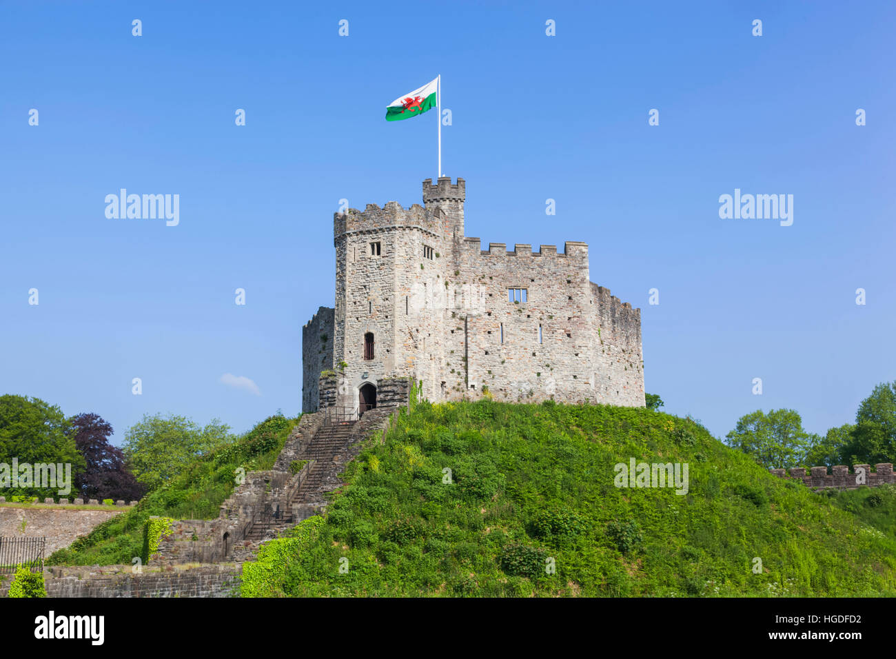 Wales, Cardiff, Cardiff Castle, das Norman Keep Stockfoto